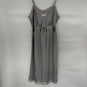 Vintage Barbizon Black Lace Trim Slip Dress Petite M/L 1940s-1950s Chemise